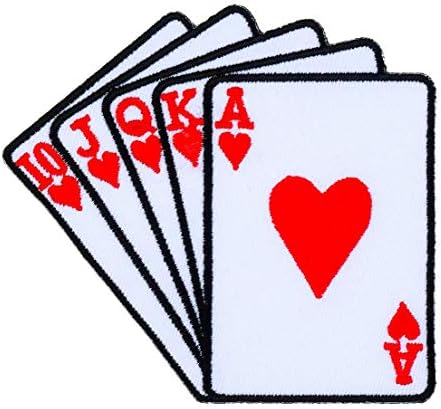 Grafik Toz, Kalpler Kraliyet Düz Floş Kart İşlemeli Demir On Patch Aplike Poker Casino Kumar Kırmızı Las Vegas Ace