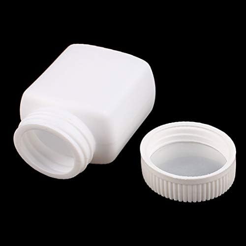 Yeni Lon0167 90 ml Plastik Kapsül Hap Şişesi Sağlıklı Ürün Kare Kalınlaşmak Şişe Beyaz Kapak (90 ml