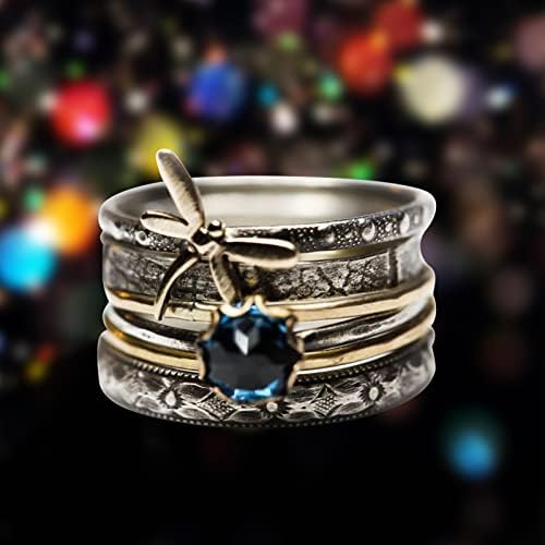 2023 Vintage Bayanlar Nişan Düğün yıldönümü yüzüğü Takı Hediyeler İnce Yüzük (Altın, 11)