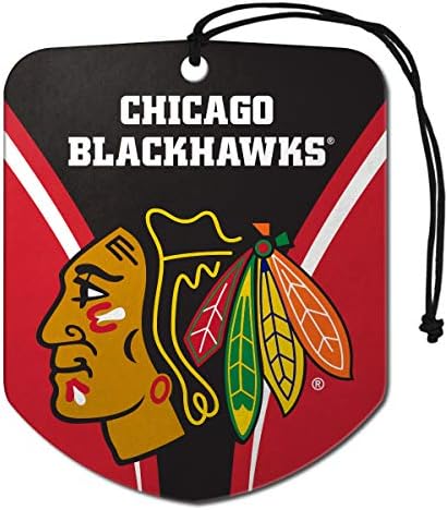 FANMATS 61595 NHL Chicago Blackhawks Asılı Araba Hava Spreyi, 2 Paket, Siyah Buz Kokusu, Koku giderici, Takım Logolu