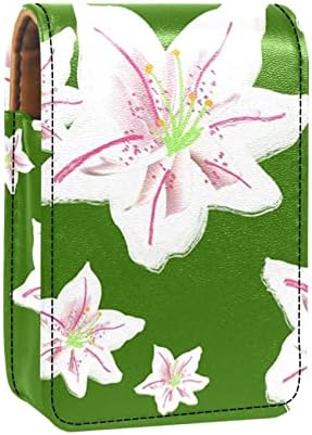 ORYUEKAN Ruj Durumda Ayna ile Sevimli Taşınabilir Makyaj Çantası kozmetik çantası, Güzel Lilyum Çiçek