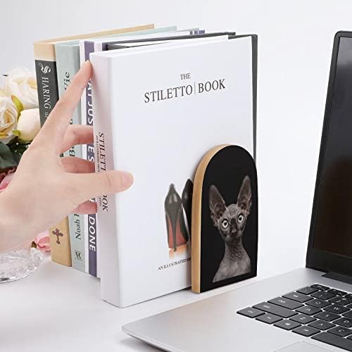 Sfenks Kedi Ahşap Kitap Ayracı Moda Dekoratif Kitap Standı Ev ve Ofis Rafları için 2 Set