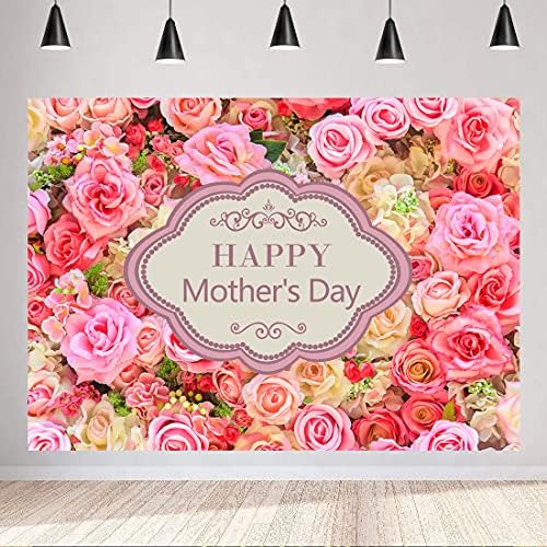 WOLADA 7x5FT Mutlu Anneler Günü Fotoğraf Backdrop anneler Günü Çiçekler Duvar Fotoğraf Backdrop Pembe Çiçek Duvar