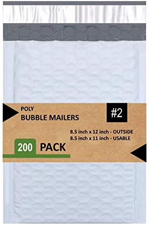Sales4Less 2 Poli baloncuklu zarf s 8. 5X12 İnç Yastıklı Zarf Mailler Su Geçirmez Paket 10 Beyaz