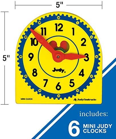 Carson Dellosa Mini Judy Saat Seti-5 x 5 Renkli Hareketli Dişlilere Sahip Çocuklar için Plastik Mini Saatler, Zamanı