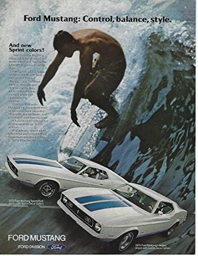 1972 Orijinal Dergi Baskı Reklamı 2 Sprint Dekorlu Ford Mustang Sport