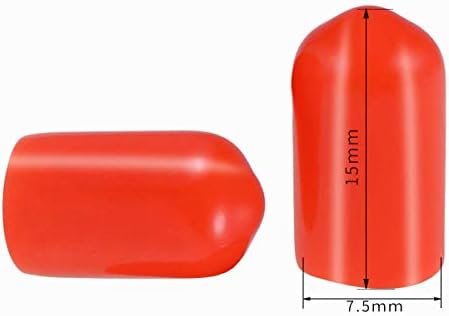 Vida Dişi Koruma Kılıfı PVC Kauçuk yuvarlak boru Cıvata kapatma başlığı Çevre Dostu Kırmızı 7.5 mm ID 100 adet