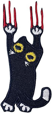 Octory Siyah Kedi Tırmalama Demir On Patch İşlemeli Yama Testere / Demir On Aplike Kot Pantolon, Şapka, Çanta