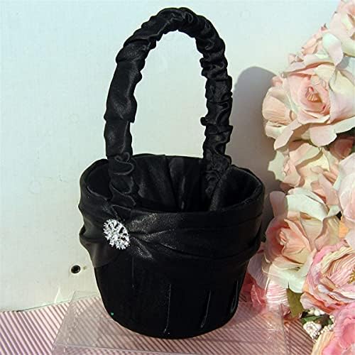 Gelin Siyah Sepet Çiçek Kız Taklidi Dekor Sepeti Yüzük Taşıyıcı Sepet Düğün Parti Dekorasyon için