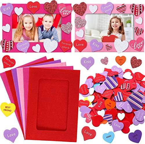 Ferraycle232 Adet Sevgililer DIY Resim Çerçeveleri Zanaat Kiti Çocuklar için 32 Adet Sevgililer Fotoğraf Çerçeveleri