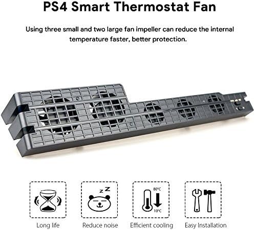 Tobo-PS4 Pro Soğutucu, USB Harici 5-Fan Süper Turbo Sıcaklık Soğutma Fanı USB kablosu ile Siyah Playstation 4 Pro