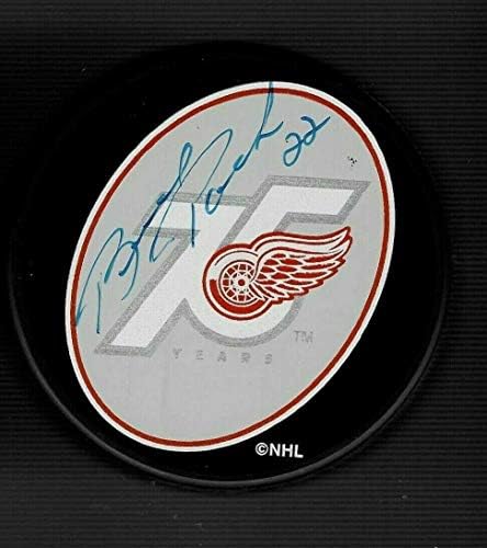 Brad Park, Detroit Red Wings'in 75. Yıldönümü Diskini İmzaladı - İmzalı NHL Diskleri