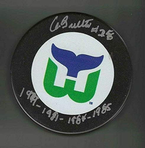 Pat Boutette İmzalı ve Yazılı Hartford Balina Avcıları Diski-İmzalı NHL Diskleri