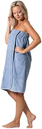 Bornoz Doğrudan kadın Havlu Kumaş Spa ve banyo havlusu Şal Ayarlanabilir Kapatma ve Elastik Üst (Gri, Büyük / Bir