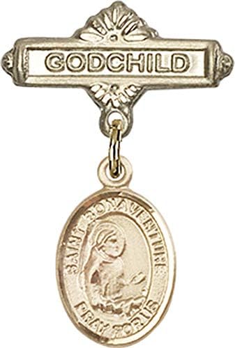Jewels Obsessıon St. Bonaventure Charm ve Godchild Badge Pinli Bebek Rozeti / St. Bonaventure Charm ve Godchild Badge