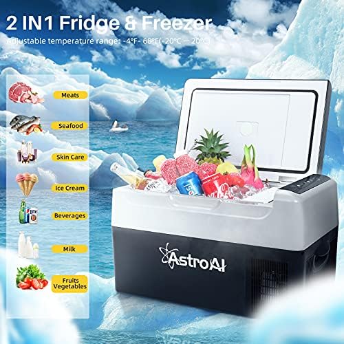 AstroAI 12 Volt Araba Buzdolabı, 12 V Taşınabilir Dondurucu 23 Quart Kamp Buzdolabı Soğutucu 22L (-4℉~68℉) ile 12/24