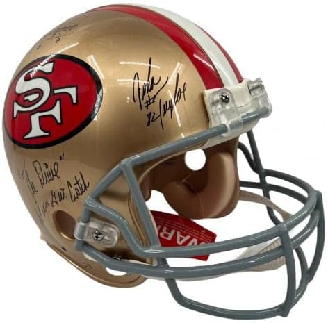 Joe Montana Dwight Clark John Taylor, Yakalama Taslağı ile F/S Kaskı İmzaladı PSA İmzalı NFL Kaskları