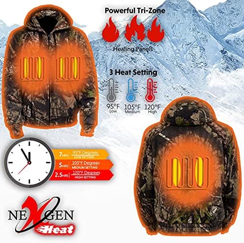 Nexgen ısı NXM1776SET erkek ısıtmalı fermuar kamuflajlı Hoodie, ısınma Camo Hoodie avcılık için w / pil