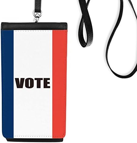 Fransa Bayrağı Oy Genel Seçim için Telefon cüzdan Asılı Cep Kılıfı Siyah Cep