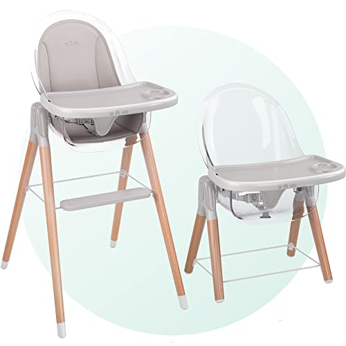 Tasarımlı Çocuklar Bebekler ve Küçük Çocuklar için 6'sı 1 arada Lüks Ahşap Mama Sandalyesi, Modern Güvenli ve Kompakt
