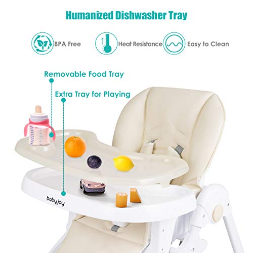 Bebekler ve Küçük Çocuklar için BABY JOY Cabrio Mama Sandalyesi, Yüksekliği Ayarlanabilir, Grow & Go Mama Sandalyesi,