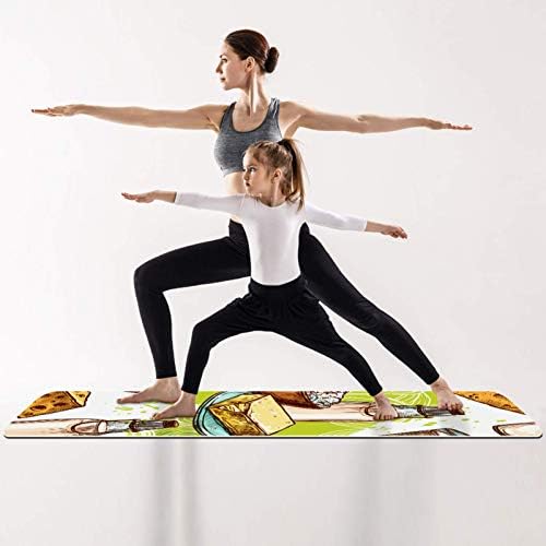 Unicey Kalın Kaymaz Egzersiz ve Fitness 1/4 Yoga mat Peynir ve Süt Baskı Yoga Pilates ve Zemin Fitness Egzersiz (61x183cm)