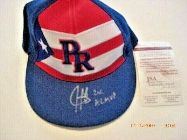 Juan Gonzalez Porto Riko, texas Rangers 2x Al Mvp Jsa / coa İmzalı Şapka-İmzalı Şapkalar