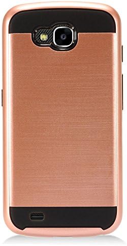 Z-GEN-LG X Girişim M701 / H700, LG X Kalibre-Fırçalanmış Stil Hibrit sert çanta-Siyah / Gül Altın