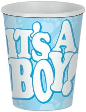 O bir erkek! Baby Shower Boy Süslemeleri Mavi Parti Paketi-16 Tabak, 16 öğle Yemeği Peçetesi, 16 içecek bardağı, 1