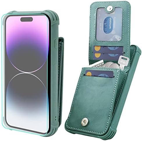VANAVAGY iPhone 14 Pro Cüzdan Kılıf Kadınlar ve Erkekler için, deri Manyetik Toka Flip Folio Telefon Kapak ile Kredi