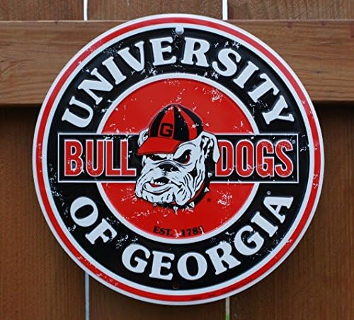 Etiket Şehir Georgia Bulldogs 12 İnç Kabartmalı Metal Nostalji Dairesel İşareti