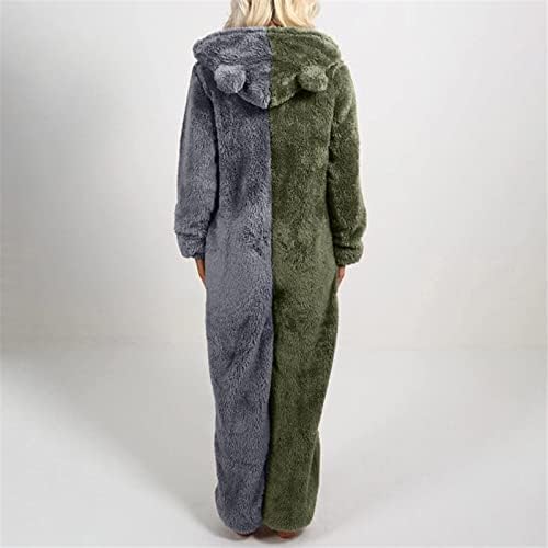 Şık Bodysuits Kadın Pijama Seti Uzun Kollu Kapşonlu Tulum Pijama Rahat Kış Sıcak Sevimli Tulum