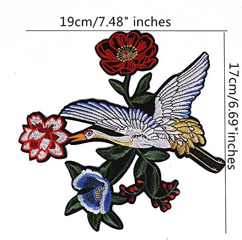 1 takım Vinç Kuş Çiçek Demir on Yamalar Dantel Kumaş Nakış Aplike Giysi Etiketi Dekore DIY Giyim Malzemeleri TH594a